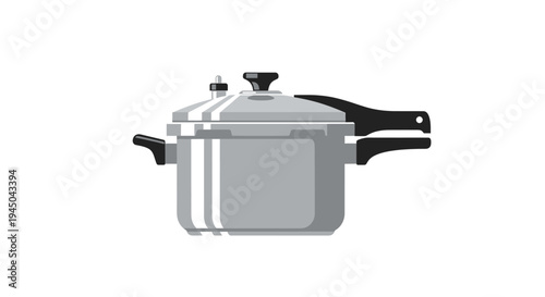 Modern Gray Pot with Black Lid Illustration Featuring Culinary Utensil Design for Cooking Demonstration