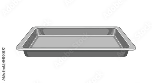 Digital Illustration of Rectangular Baking Pan with Subtle Shadow Effects for Commercial Kitchen Utensil Product Photography [Cooking, Utensil]