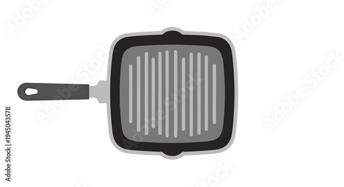 Square Grill Pan with Handle and Hanging Hole Illustration for Cooking Utensil Design in Recipe Book Context