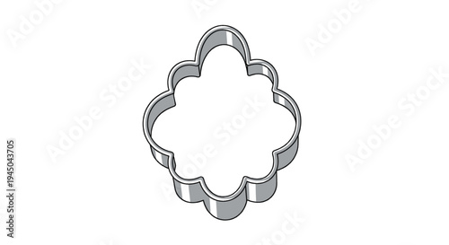 Elegant Four Leaf Clover Shaped Cookie Cutter Vector Illustration Grayscale For Baking Cooking Utensil Design Kitchen Whimsical Concept