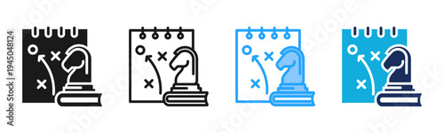 Learning Strategy icon set multiple style collection