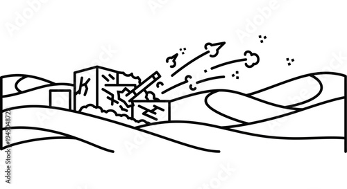 Explosion of ideas concept, creative burst, innovation, lightbulb moment, abstract thought bubble, desert landscape