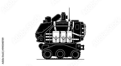 Futuristic Military Vehicle Illustration: Armored Transport with Supplies