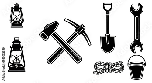 Collection of Various Black and White Tools.