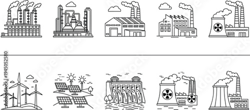 Energy, power, factory, industry, solar, wind, turbine, station, electricity, renewable, nuclear, dam, industrial, 