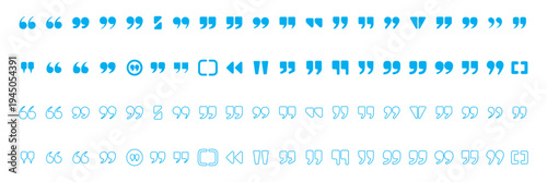 Quotation Marks and Punctuation Icon Set with Comma, Apostrophe, Parenthesis, and Speech Quote Symbols. quotation mark double quote icon set vector. Collection of various quotation mark symbols, icons