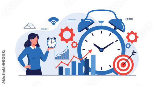 Ambitious businesswoman managing her time and tasks to reach targets and goals in a competitive corporate environment.