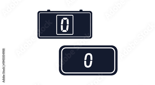 Digital display showing the number zero featuring a stark white outline silhouette high quality professional detailed