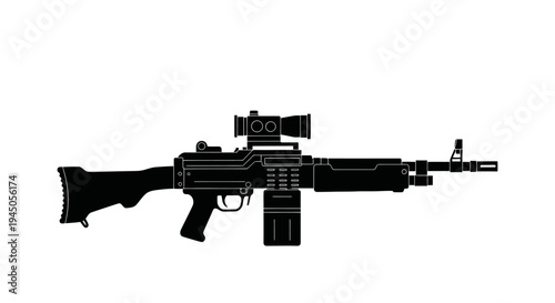 Modern Assault Rifle with Optical Sight and Magazine