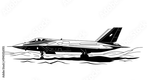 Modern Fighter Jet on Runway, Military Aircraft, Aerodynamic Design, Aviation Technology