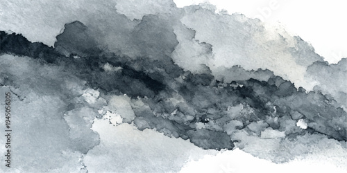 A serene winter landscape features majestic snow-covered mountains under a crisp blue sky with soft white clouds drifting through the cold mountain atmosphere