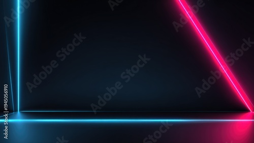 Wallpaper Mural Abstract neon lights background with blue and pink geometric shapes, illuminating a dark empty space Torontodigital.ca