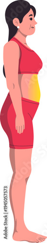 Fat female body side view vector for exercise