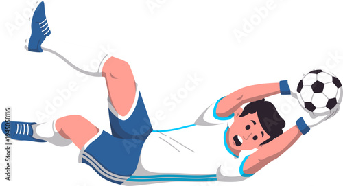 Soccer player falling tackle vector illustration