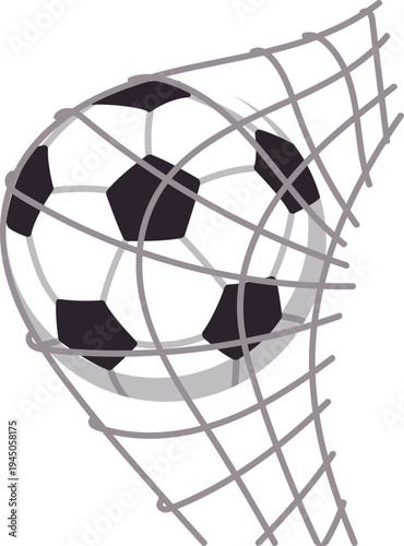 Soccer ball hitting net vector illustration