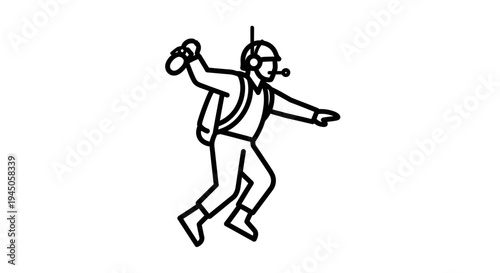 Paratrooper airborne, throwing grenade, military action, dynamic pose, illustration