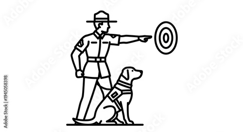 Police Officer and K9 Unit Training with Target