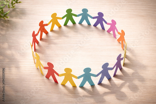 aper People Holding Hands in Circle, Community Support and Collaboration