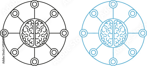 Educational vector icon set featuring school silhouettes student activities human brain thinking process creative problem solving and classroom learning symbols