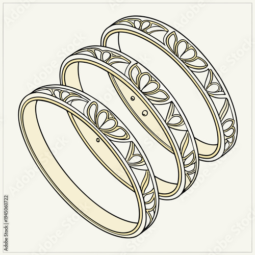 Golden bangles with floral jewelry accessories