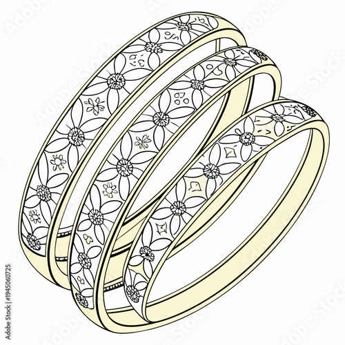 Golden bangles with flower patterns jewelry accessories