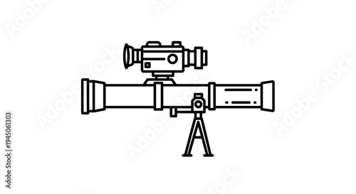 Sniper Rifle Scope with Tripod Mount - Line Art Icon
