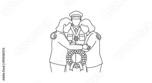 Soldier Honored by Family with Wreath, Symbolizing Sacrifice and Remembrance