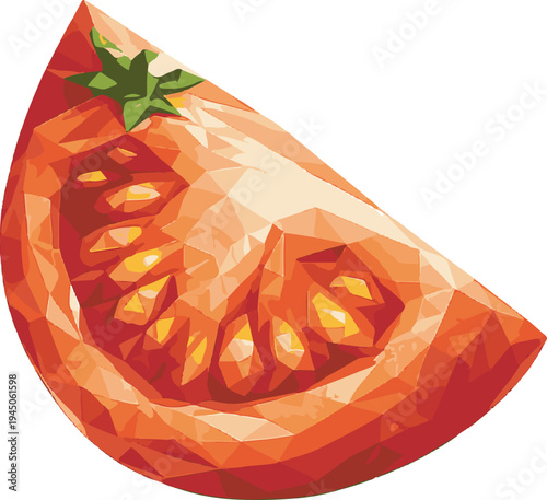 slice tomato with low poly art, eps 10 illustration