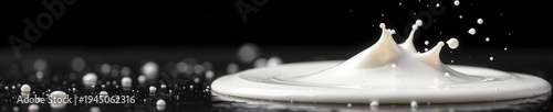 White splash, creamy texture, isolated on black background,  high resolution,  cooking