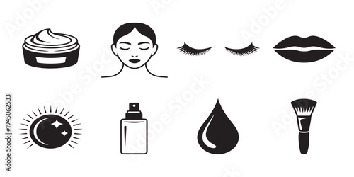 Human sense organ icons for smell, hearing, taste, sight, and touch with labels on white background