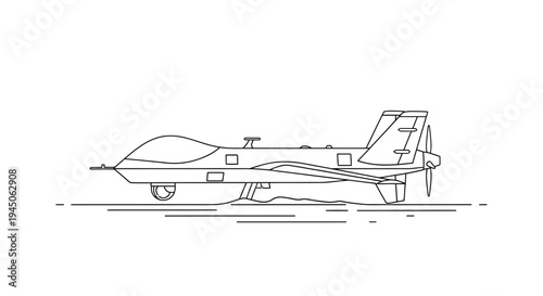 Unmanned Aerial Vehicle (UAV) Drone - Line Art Illustration