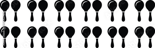 Black spoon silhouettes collection, kitchen utensil icons, minimal cutlery shapes, vector flat design, food tools graphic, isolated on white background