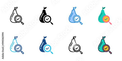 Local inspecting fruit icons set multiple style collection. Editable stroke 
