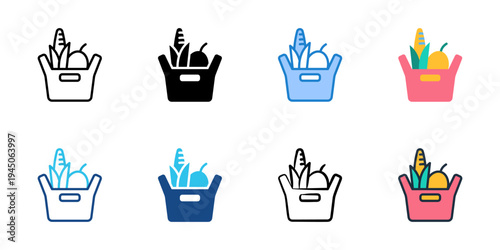 Bagging purchase icons set multiple style collection. Editable stroke 
