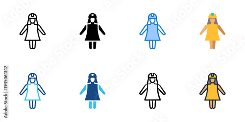 Craftswoman icons set multiple style collection. Editable stroke 
