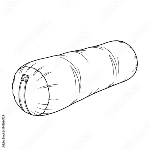 Illustration of a cotton bolster pillow, isolated on a white background, showcasing detailed stitching and cylindrical shape