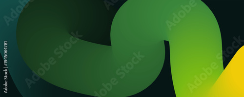 Abstract Green Curved Shapes on Transparent Background for Design