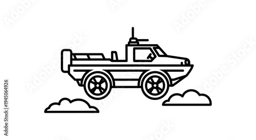 Amphibious Vehicle Icon: All-Terrain Truck for Water and Land Travel