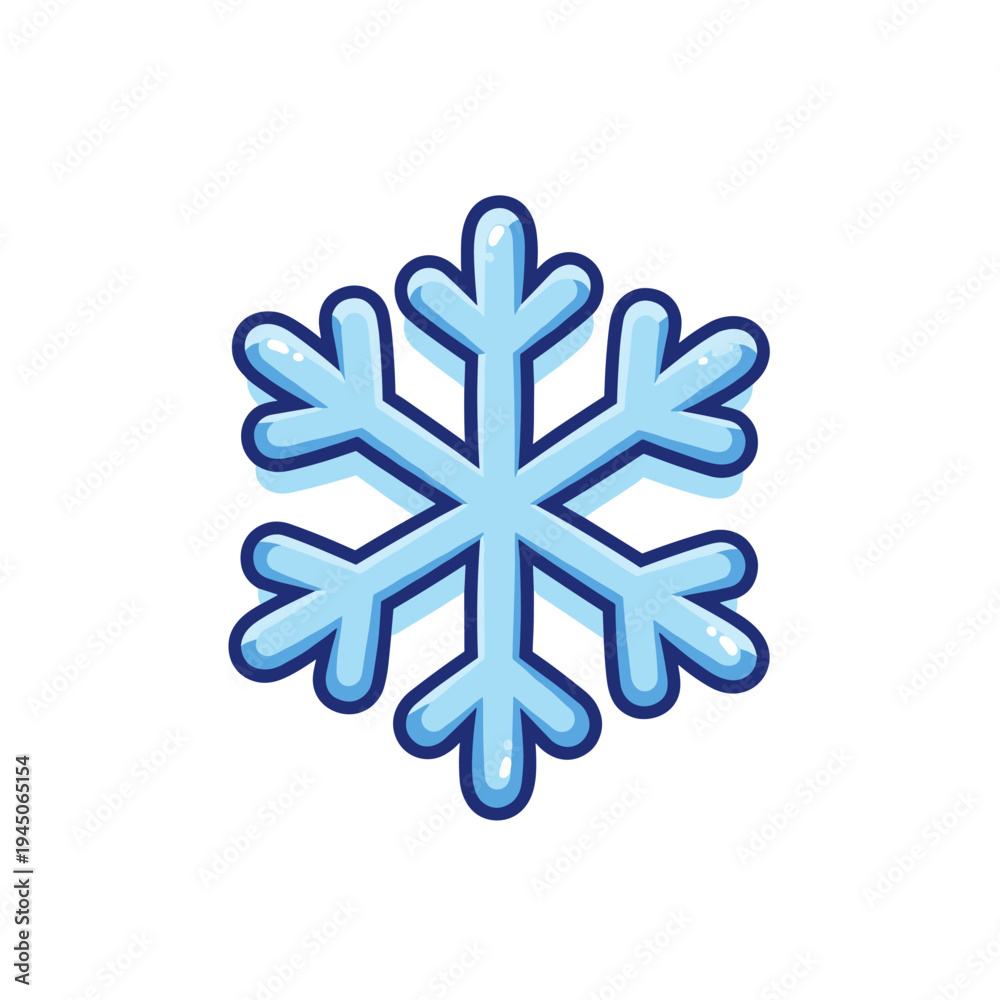 Fototapeta premium Cute blue snowflake cartoon icon with a simple design