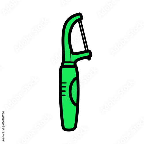 Green tooth flosser with ergonomic handle isolated on white background, featuring sleek design and modern style