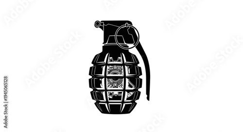 Black Grenade Illustration on White Background