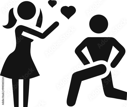 Romantic Proposal Scene with Man Kneeling to Woman Expressing Love and Affection