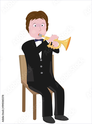 トランペットを演奏しているミュージシャン。