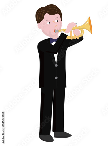 トランペットを演奏しているミュージシャン。