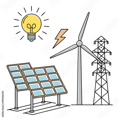 Solar panel, wind turbine, and power transmission tower