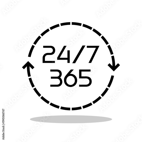 24 On 7 Timing Badge Symbol icon shadow