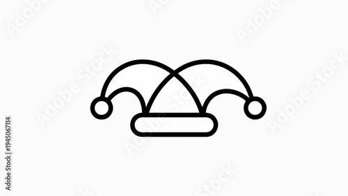 Jester's hat icon black line art jester cap with balls on ends simple graphic symbol