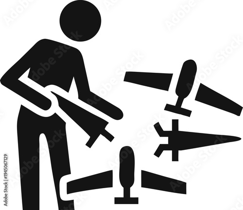 Skilled individual meticulously assembles several miniature aircraft models, showcasing precision in hobbyist construction