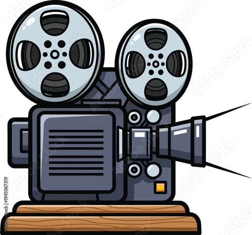 Illustration of Vintage Film Camera Movie Projector