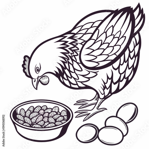 Chicken and Peanuts bowl food farm animal